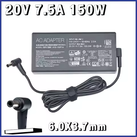 20V 7.5A 150W 6.0*3.7mm Charger AC Notebook laptop adapter For ASUS Rog FX95D VX60G TUF Gaming A15 F