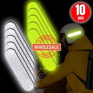 [Wholesale] 10Pcs Helmet Warning Reflective Sticker - Car Bumper Reflective Strip - Night Safety Warning Stickers - Auto Exterior Styling Decals - Secure Anti-Collision Tape