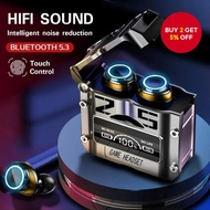 M25 TWS Wireless Bluetooth Headphones with Touch Control, Noise Reduction, Stereo Earbuds, and LED D