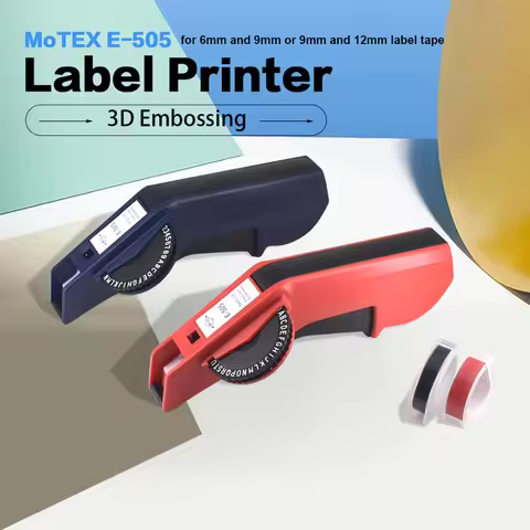 Original Motex E-5500 E-505 embossing label maker with 2Rolls Refill Tape 6/9/12mm E-5500A E-5500B D
