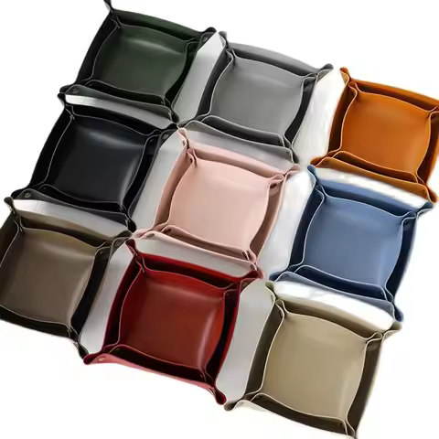 Trays Leather Personalized Desk Organizer Desktop Storage Box for Jewlery Key Cosmetics Glasses Head