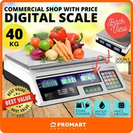 40kg Timbang Pasar Digital Electronic Digital Price Computing Rechargeable Supermarket Counting Scal