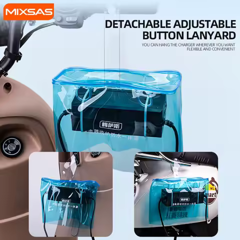 MIXSAS Outdoor EV Charger Rain Cover PVC Charger Waterproof Hanging Port Bag for Electric Motorbike 
