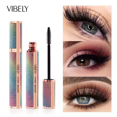VIBELY Viral Hit Starry Glitter Mascara - Lengthening Volumizing Curling, Waterproof Sweatproof Smud