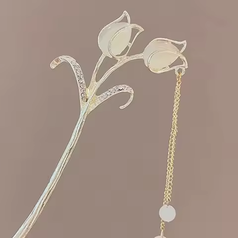 Neo Chinese Hairpin For Women Trendy Metal Flower Tassel Hair Stick Girls Daily Travel Shopping Jewe