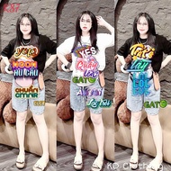 Hot Dieu kids - Bear T-shirt and jeans set for girls L.0.U I Vui TTON (COCHI- Strawberry Bear) 22-55