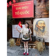 [ QUOC KHANH September 2 ] Girls' T-shirt with Vietnamese Fatherland Print - Linhluzz Girls' Fashion