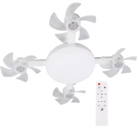 with Remote Control Ceiling Fan Light 3 Speeds Fan 4 Head Fan Light 3 Colors Lamp E26 E27 Hanging Fa