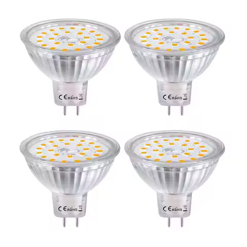 4-Piece MR16 G5.3 SMD LED Bulb Light 5W G5.3 Bi-pin Base Lamp Spotlight Bulb AC/DC12V 110V 220V Warm