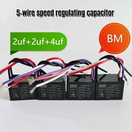 Bm CBB61 5-Wire Capacitor 2+2+4uf 500VAC/450VAC Ceiling Fan Speed Regulating Capacitor Long Life Dur