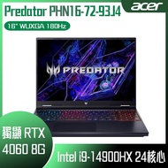 ACER 宏碁 Predator Helios Neo PHN16-72-93J4 黑 (i9-14900HX/16GB/RTX4060/512GB/W11/WQXGA/180Hz/16) 客製化電競