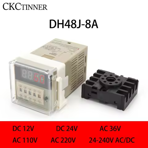 DH48J-8A Electronic preset digital counters acyclic display counters 1-999900 relay 8P with base DC1