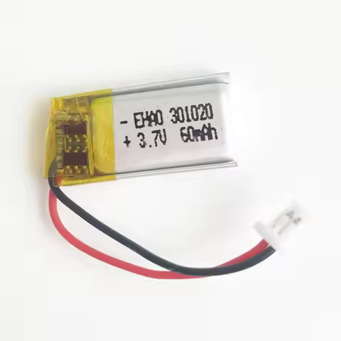 3.7V 60mAh Lithium Polymer LiPo Rechargeable Battery 301020 with JST 2Pin 1.0mm Plug For Mp3 Bluetoo