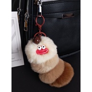 圣诞礼物 keychain cute for bag Loket rantai kunci kereta Caterpillar boneka kecil kelinci rex sebenar bo