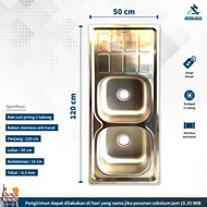 Wastafel Cuci Piring Stainless Bak Kitchen Sink 2 Lubang Metro M12050