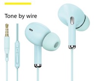 入耳式平板中性萬能通用線控動圈式白色MP3耳機線（淺藍調音耳機）