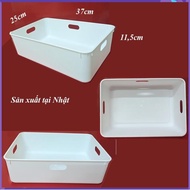 Plastic box, white A4, F4 plastic paper tray, solid bottom, handle. Made in Japan. 37x25x1.5cm. D464