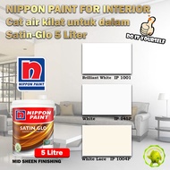 Nippon Paint Paint for Interior Satin-Glo 5 Litre Brilliant White 1001 / White 1045 /White Lace 1004P