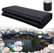 Windyun 20 x 20 ft 15 Mil Pond Liner Black Pond Underlayment and Waterproof Tape for Fish Ponds Garden Small Ponds Fountains Streams Waterfall