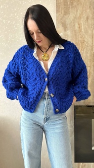 手工針織開襟外套 Oversized 針織外套 羊毛針織毛衣