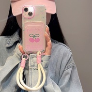 Cherry Bow Case Card Holder iphone 17 Air Pro 11 13 Pro Max 16 15 Pro Max 7 8 7+ 8+ 15 Plus Ip13 15 