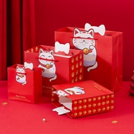 Fortune Cat Shopping Bag Fortune Cat Red Paper Bag Lucky Cat Orange Bags