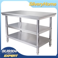 Hotel kitchen stainless steel three-layer operation table vegetable cutting table packaging table commercial workbench