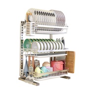 ST/ 304Stainless Steel Dish Rack Draining Rack Wall-Mounted Punch-Free Kitchen Storage Rack Draining Dish Dish Storage R