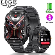 LIGE Sport Smart Watch For Men 1.96 Screen Blood Oxygen Bluetooth Call Watch 100+Sport Waterproof Sm