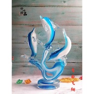Crystal Animal Glass Ornaments Dolphin Living Room Creative Desktop Glass Crafts Wine Cabinet TV Cab