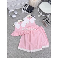 Set áo cổ ren quần hồng phối ren CS115 cho bé gái