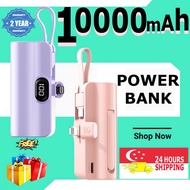 [SG Ready Stock] Mini powerbank fast charging 10000mAh With 2 in 1 cable Portable charger Type c power bank For iphone