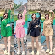 ️ 3-Piece Set Mesh Bra + Shorts