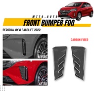 MTTO Perodua Myvi 2022 Facelift Exterior Front Bumper Fog Running Lights Frame Cover Accessories Carbon Fiber
