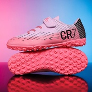A pair of children's four-season leather football shoes with studs, wear-resistant football shoes, s