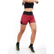 Quần Short Thể Thao Chạy Bộ Nữ Đa Năng MOTIVE WM SHORT BELT - Màu Đỏ