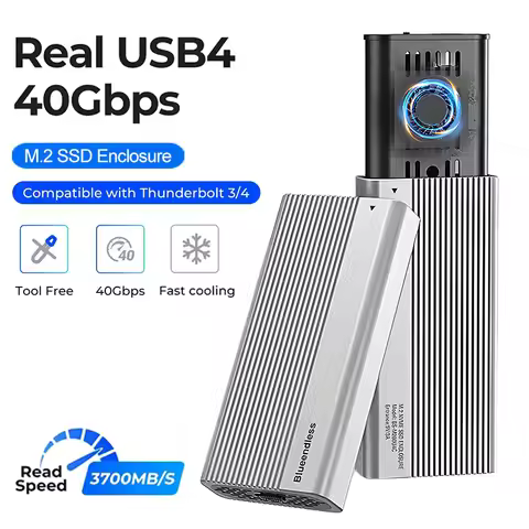 40Gbps USB4 M.2 SSD Enclosure with Cooling Fan 8TB Aluminum NVME Enclosure Compatible Thunderbolt 3/