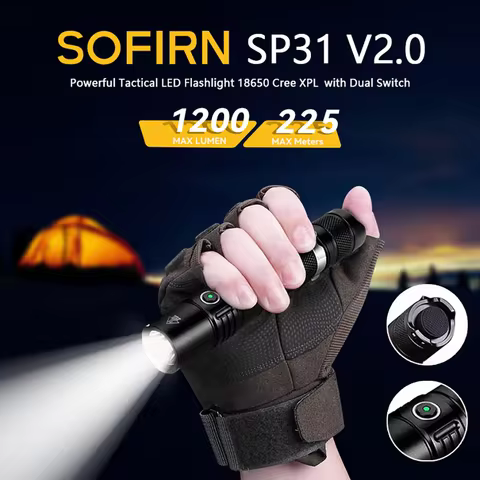 Sofirn SP31 V2.0 Led Flashlight 1200lm 18650 XPL-HI LED Torch Light Tactical Lamp High Power Flashli