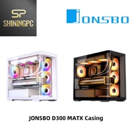 JONSBO D300 Large Micro-ATX BLACK/WHITE TOWER CASING - One-piece Glass Panel AO270 Deg View No fans 