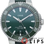 二手 Oris Aquis Date 41.5mm 綠色腕錶，型號 Aquis Date 01 733 7787 4157-07 4 22 37FC，附原廠錶盒和保固卡，不鏽鋼/橡膠錶帶，男士腕錶，綠