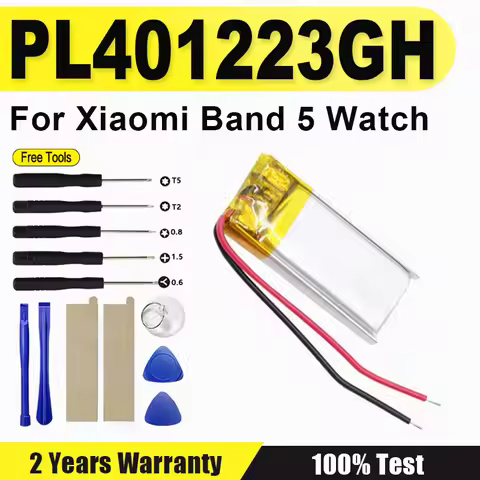 XDOU 125mAh PL401223GH Battery For Xiaomi Mi Band 5 Band5 Watch 2-Wire +TOOLS