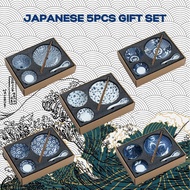 Japanese 5pcs Set Gift Set Bowl Plate Ceramic Porcelain Doorgift Wedding Gift Dinnerware Mangkuk Pinggan Hadiah