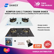 Kompor gas Tanam Sanex 2 Tungku Terbaruu Warna Hitam (SN-KT201K1) dan Warna Putih (SN-KT201K2) / KOM