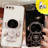 Plating Cute Astronaut Stand Holder Casing for iPhone 7Plus 8Plus 6SPlus 7 8 6 6S Xs Max Xr Soft Phone Cover