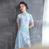 Woman Dress Mid-length Aodai Cheongsam Chiffon Wear Improved Fresh Qipao Modern Chinese Asian Dress Woman Ao Dai Vietnam Traditional