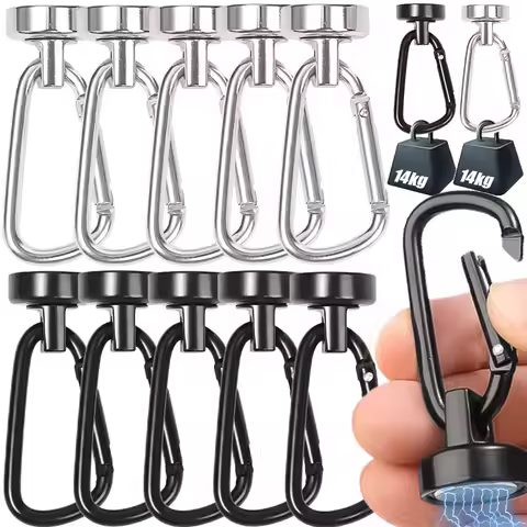 Strong Neodymium Magnet Hook Carabiner Magnetic Ring 360° Rotatable Keychain Magnetic Hook Home Kitc