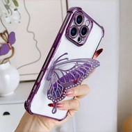 เคสโทรศัพท์กากเพชร 3 มิติ ผีเสื้อ กากเพชรเหลว - ฝาครอบป้องกันกันกระแทก TPU มันวาว รองรับ Apple 16/15