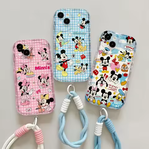 Sweet Cute Mickey Minnie Mouse Lanyard Case For Huawei Honor 600 400 Lite Pro X9B X8C X8B X8A X7B X7