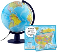 Waypoint Geographic Scout+ Illuminated With Map, World Globe for Kids, Decorative Classroom Globe wi