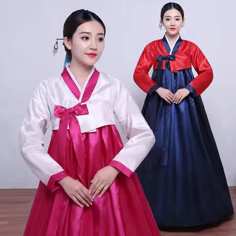 Multicolor Traditional Korean Hanbok Dress Female Korean Folk Stage Dance Costume Asian Clothes Part